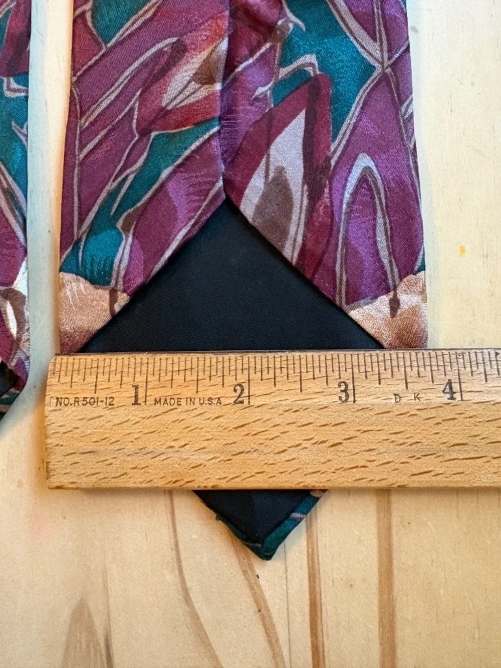 Vintage Oscar de la Renta Silk Floral Necktie Burgundy Teal